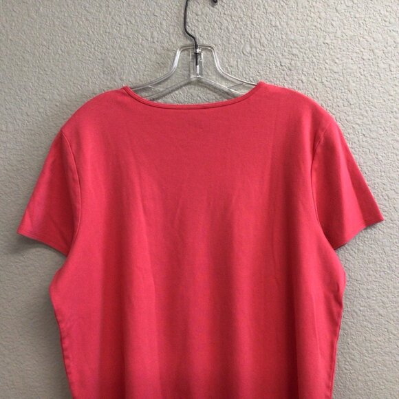 Eileen Fisher Top Cotton Jersey Short Sleeve Coral Plus Size 1X TShirt Shirt - Picture 4 of 9